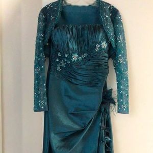 Jean De Lys Elegant Sequin Turquoise WeddingSize 8